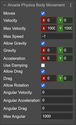 Arcade Physics Body Movement section.