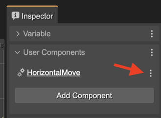 Actions for a user component in an object.