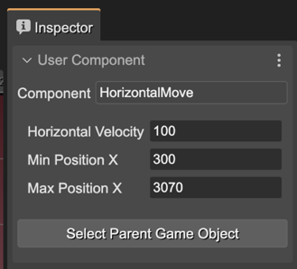 Edit the user component instance properties.