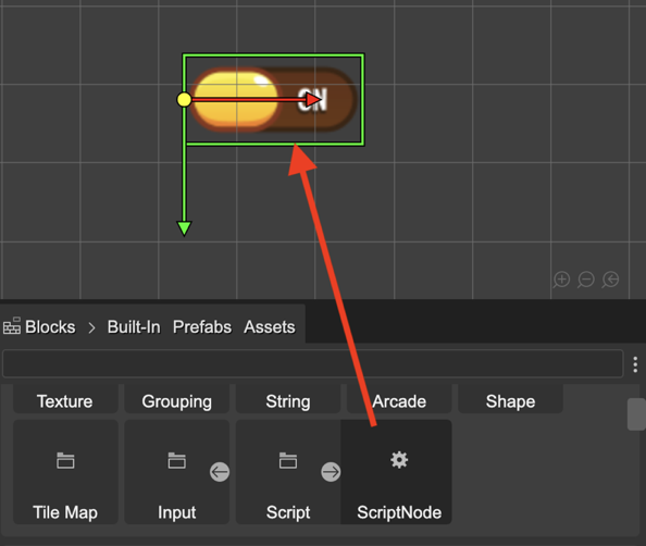 Create script node from the blocks view.